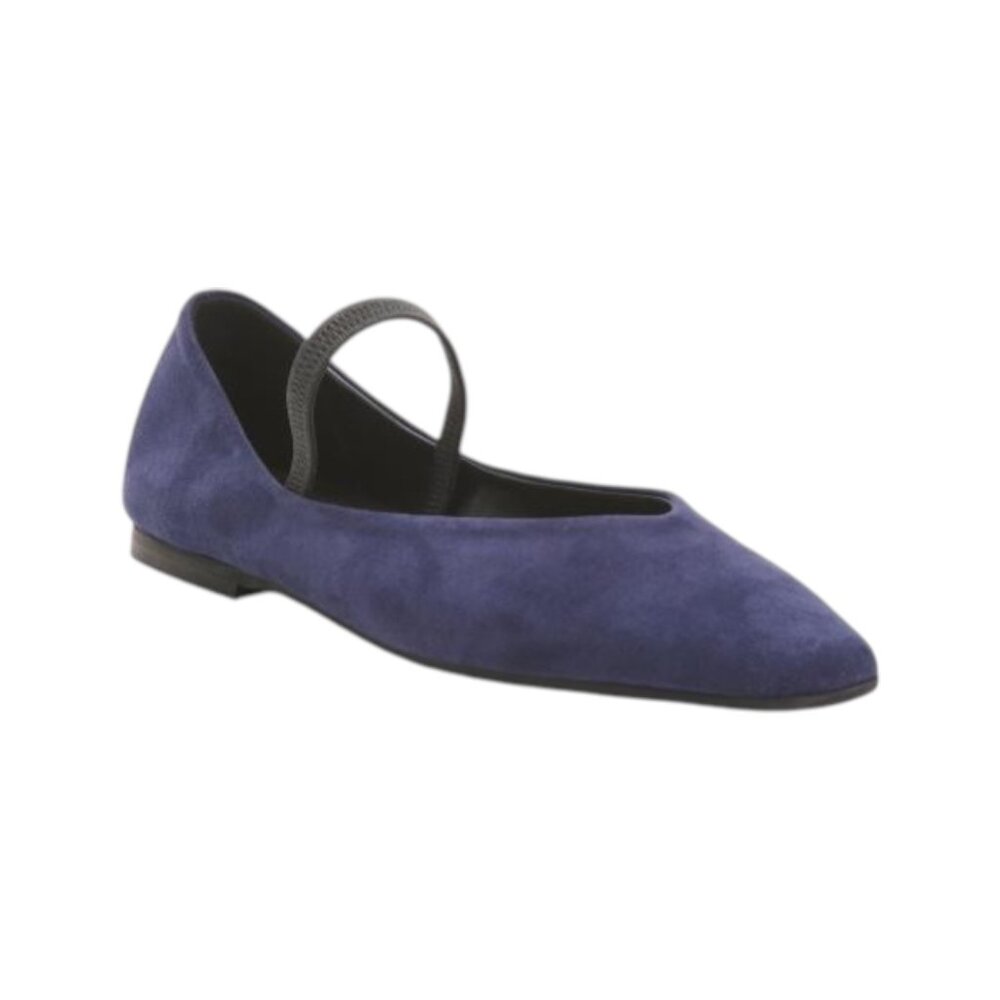 OROSCURO Blue Made In Italy Suede Square Toe Ballerina Flats